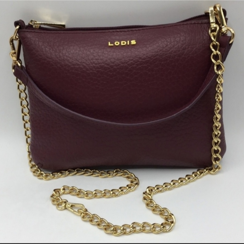 Lodis Leather Cross Body Purse, Wine/Burgundy.